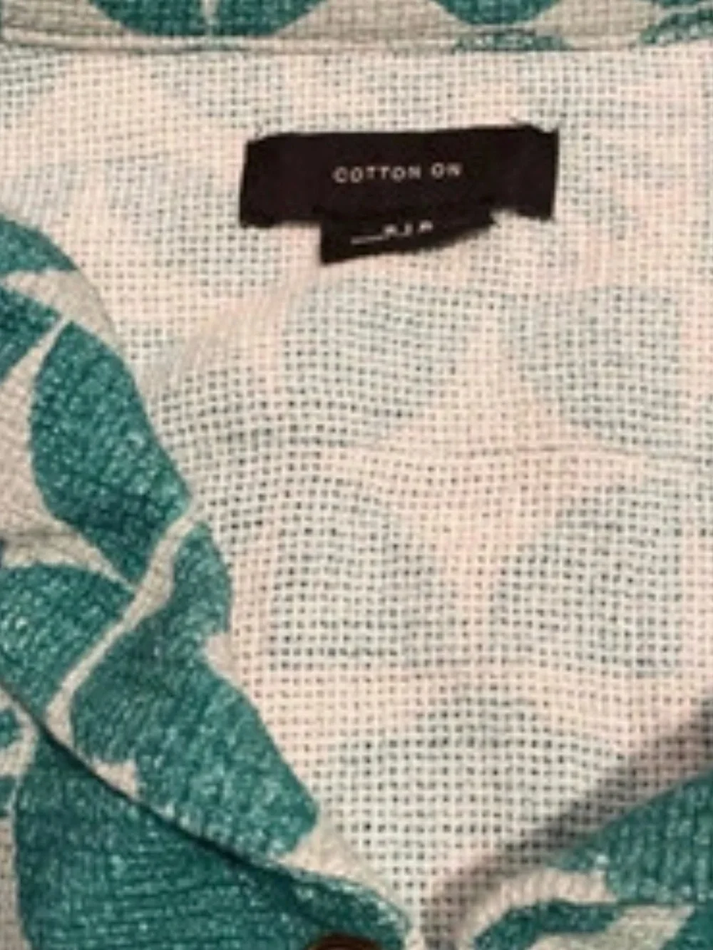 Cotton On Teal and White Geometric Floral Button-Down Shirt